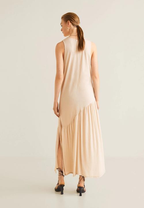 MANGO - Rouched detail maxi dress - beige 