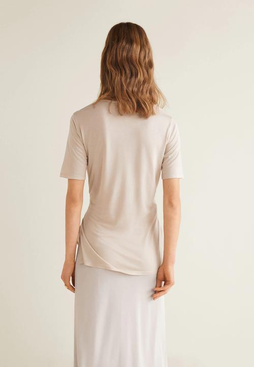MANGO - T-shirt with tie detail - beige