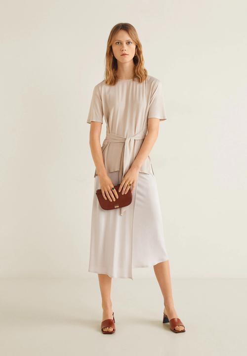 MANGO - T-shirt with tie detail - beige