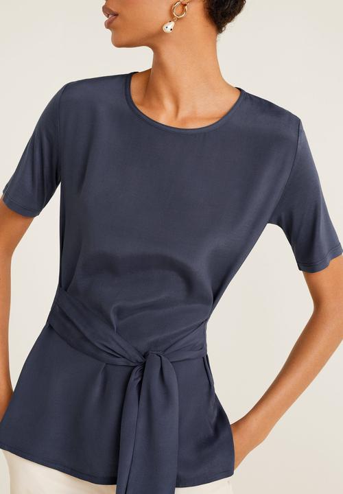 MANGO - T-shirt with tie detail - blue