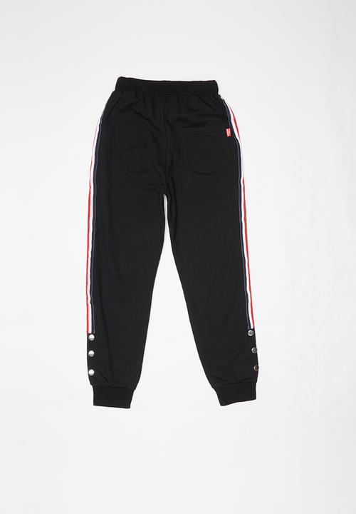 Pop Candy - Girls stripe joggers - black