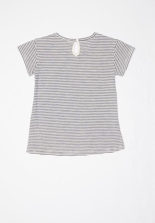 Pop Candy - Pg knit tee - white & navy 