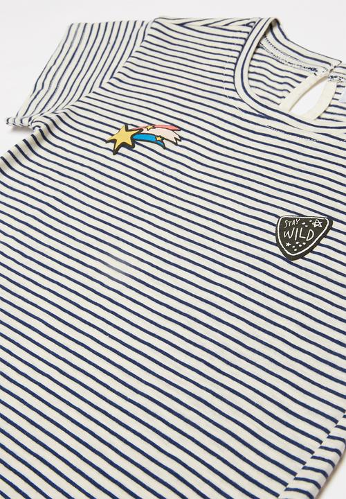 Pop Candy - Pg knit tee - white & navy 