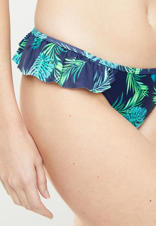 SISSY BOY - Floral printed bikini bottoms - blue & green