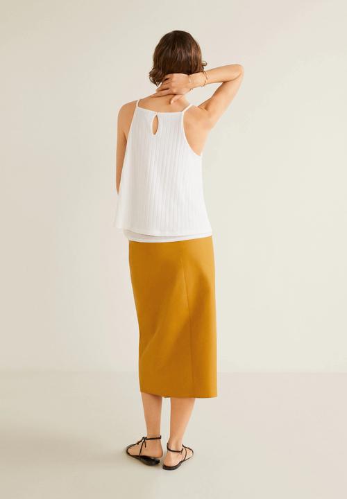 MANGO - Ribbed soft top - white