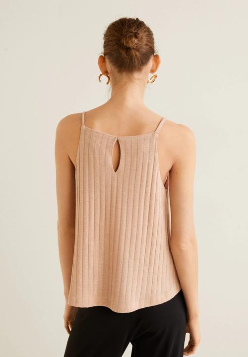 MANGO - Ribbed soft top - beige
