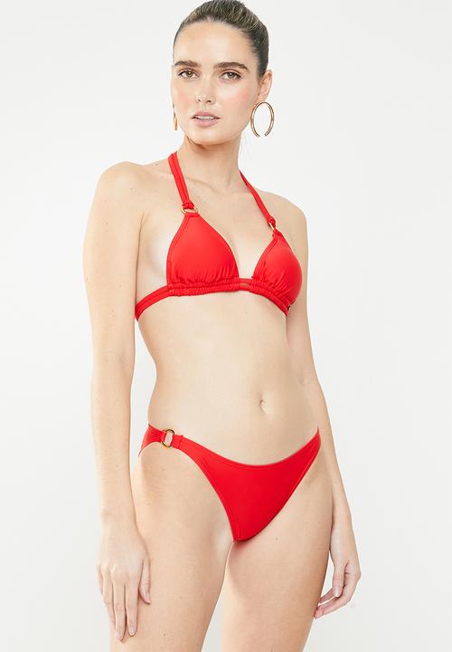 SISSY BOY - Printed padded a-frame bikini top - red