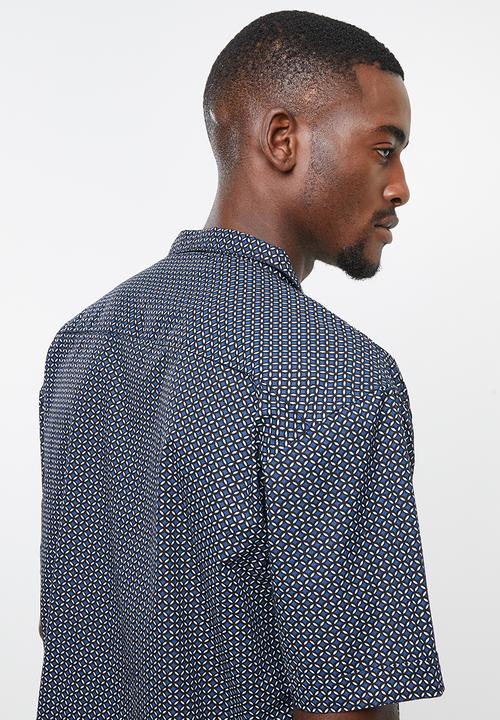 STYLE REPUBLIC - Afro geo bowler shirt - navy