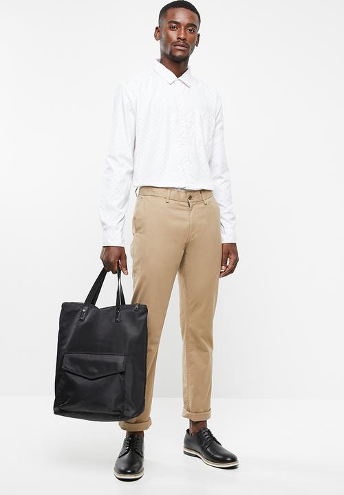 STYLE REPUBLIC - Pin point striped long sleeve shirt -white & black