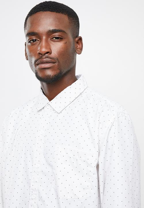 STYLE REPUBLIC - Pin point striped long sleeve shirt -white & black