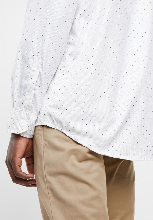 STYLE REPUBLIC - Pin point striped long sleeve shirt -white & black
