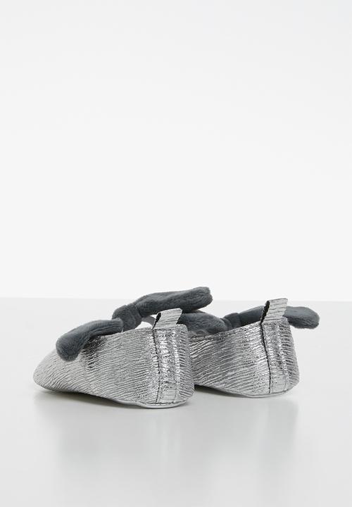 Pop Candy - Pump with velvet bow - silver & navy 