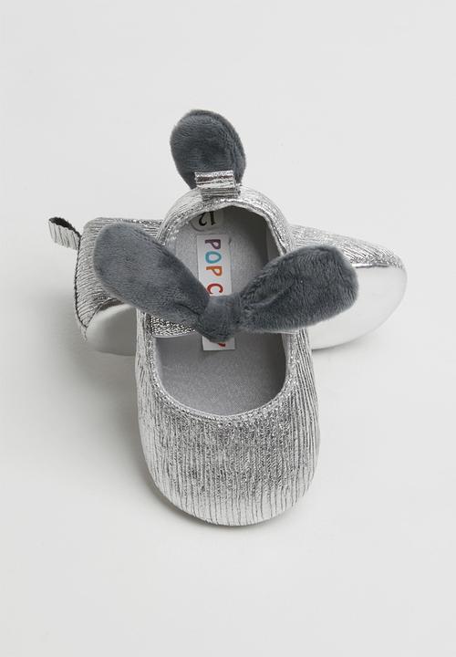 Pop Candy - Pump with velvet bow - silver & navy 