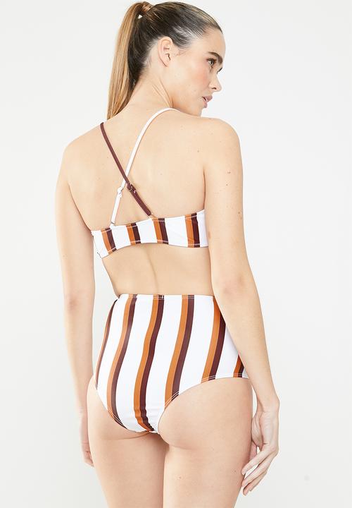 Missguided - Stripe high waisted bikini brief - multi