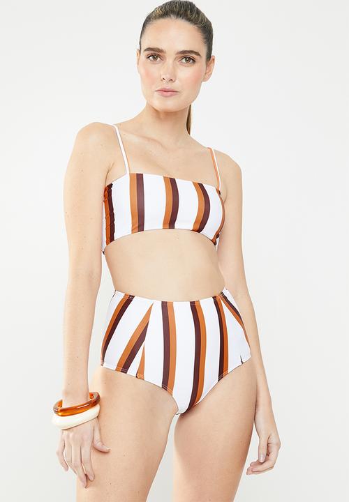 Missguided - Stripe clean longline bikini top - multi