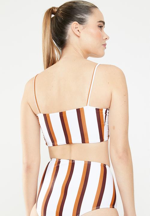Missguided - Stripe clean longline bikini top - multi