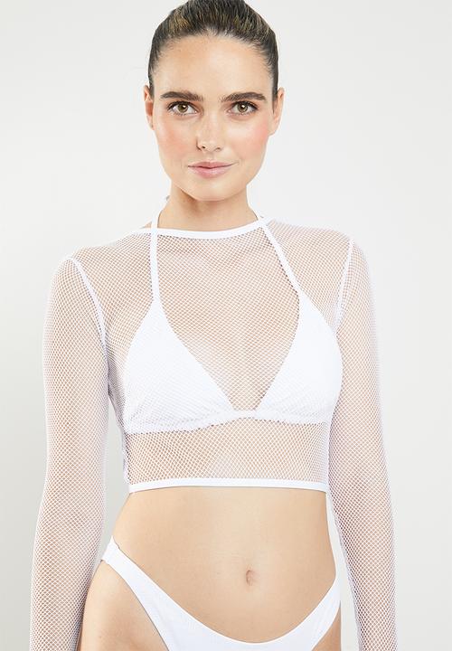 Missguided - Fishnet 3 piece bikini set - white