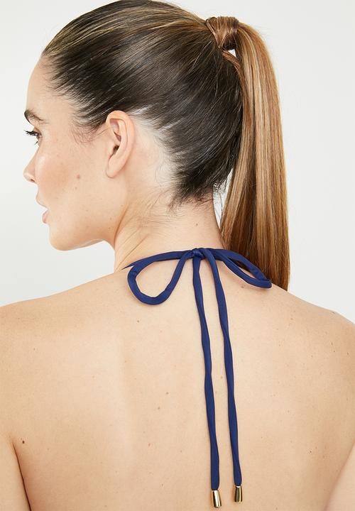 Sun Love - Stripe moulded slide bikini top - blue & white