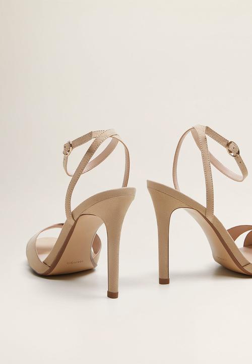 MANGO - Faux suede ankle bracelet stiletto heel - light beige