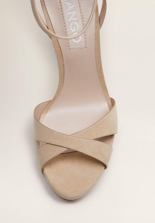 MANGO - Faux suede ankle bracelet stiletto heel - light beige