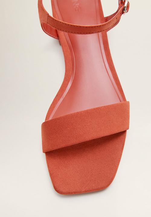 MANGO - Faux suede ankle bracelet block heel sandal - medium orange