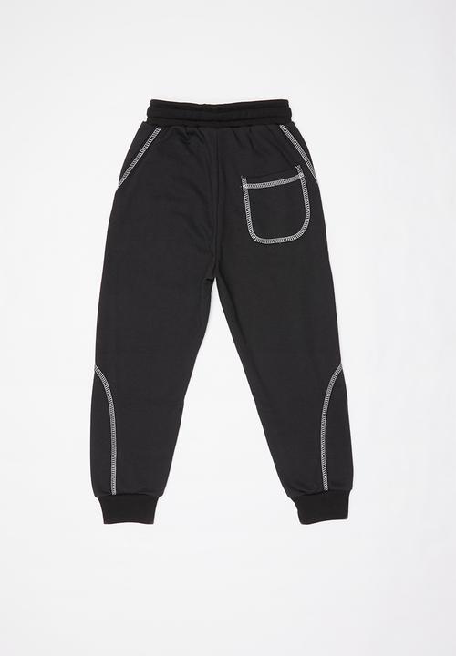 Pop Candy - Boys joggers with white stripe - black