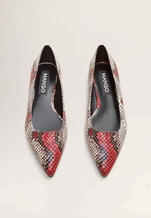 MANGO - Faux leather snakeskin pump - red