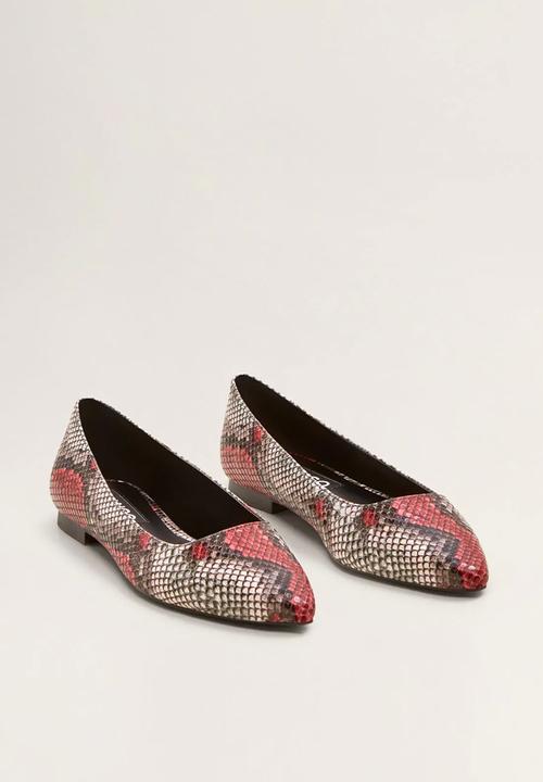 MANGO - Faux leather snakeskin pump - red