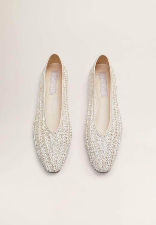 MANGO - Leather blend braided ballerina pump - light beige