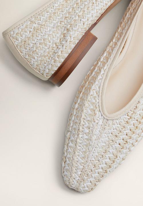 MANGO - Leather blend braided ballerina pump - light beige