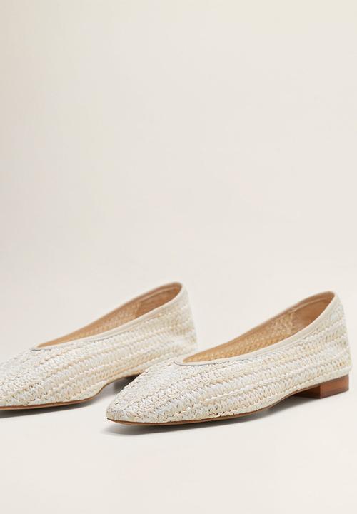 MANGO - Leather blend braided ballerina pump - light beige