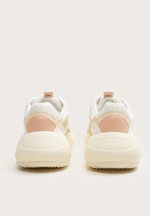 MANGO - Irene faux sneaker - white & peach