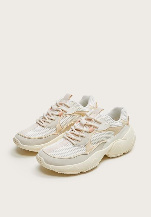 MANGO - Irene faux sneaker - white & peach