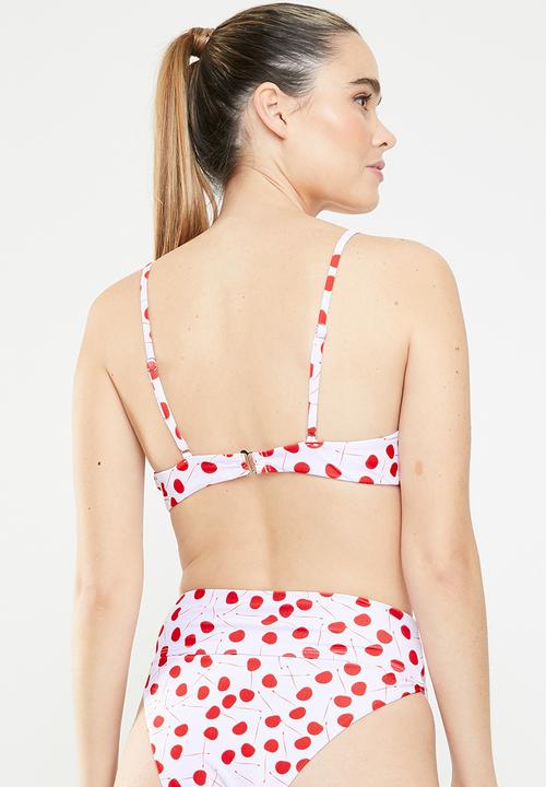 MSH - Cherry bomb bikini top - white & red 