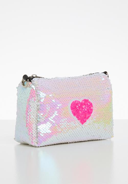 Pop Candy - Sling bag with heart applique - white & pink