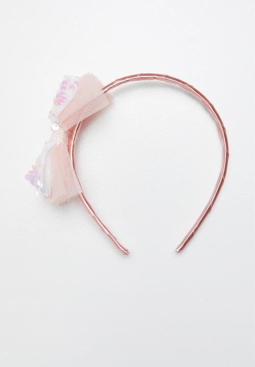 Pop Candy - Sequin bow aliceband - pink & white