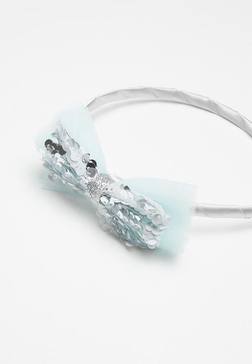 Pop Candy - Sequin bow aliceband - blue & silver