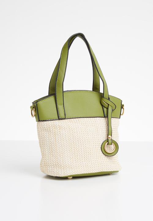STYLE REPUBLIC - Two-tone woven shoulder bag - beige & green 