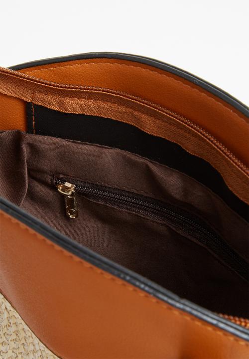 STYLE REPUBLIC - Two-tone woven shoulder bag - beige & tan 