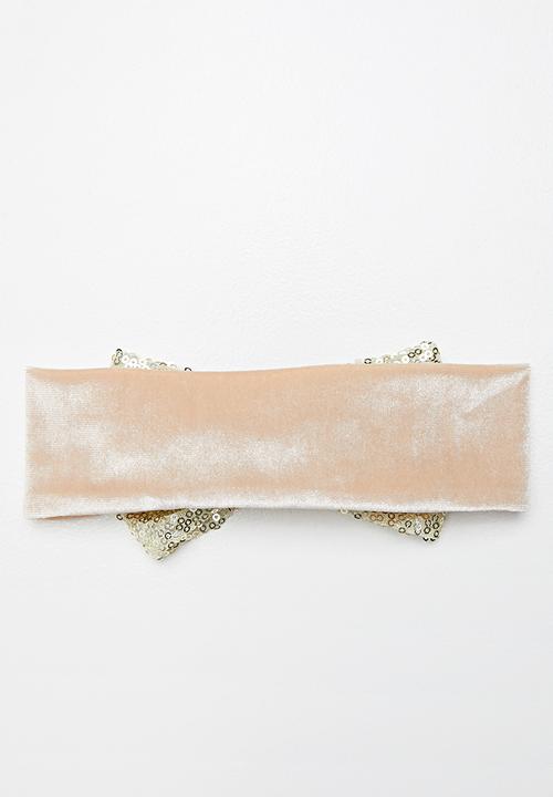 Pop Candy - Sequin bow headband - neutral & gold