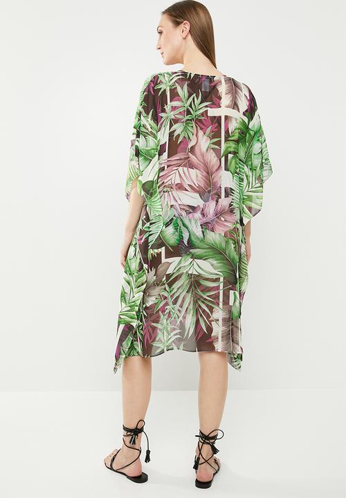 Lithe - Printed kaftan - green & purple 