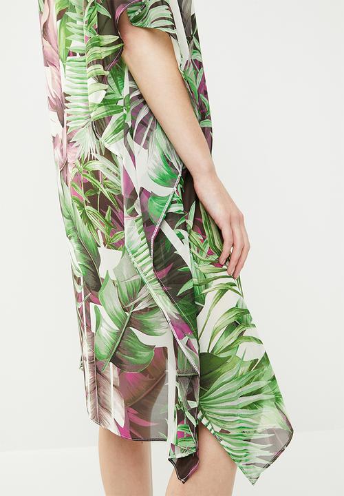 Lithe - Printed kaftan - green & purple 