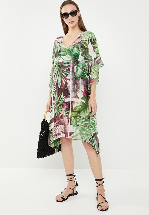 Lithe - Printed kaftan - green & purple 