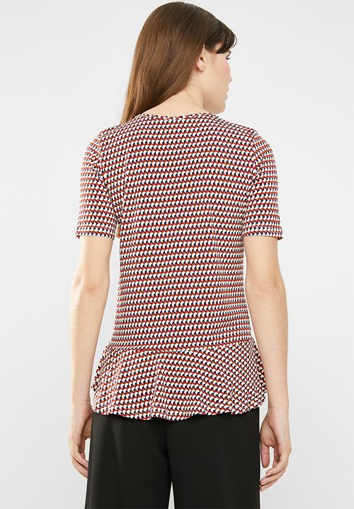 edit - Draw-cord peplum top - multi