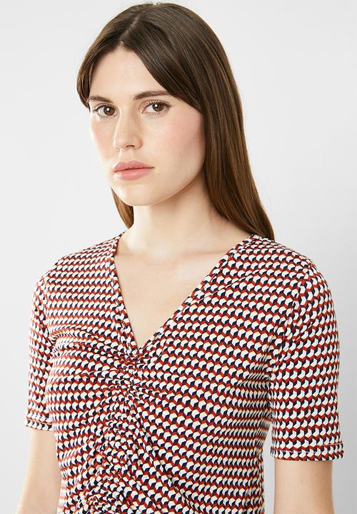 edit - Draw-cord peplum top - multi