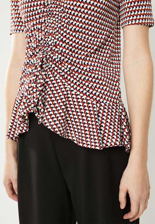 edit - Draw-cord peplum top - multi