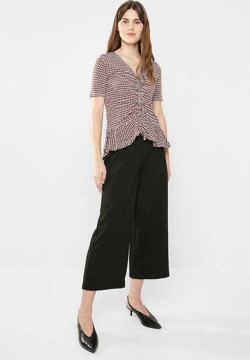 edit - Draw-cord peplum top - multi