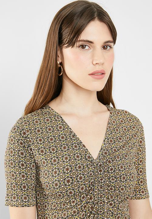 edit - Draw-cord peplum top - multi