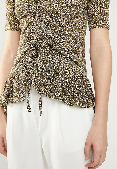 edit - Draw-cord peplum top - multi