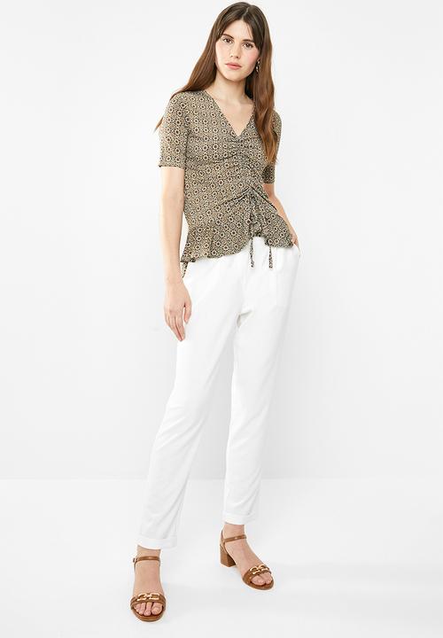 edit - Draw-cord peplum top - multi